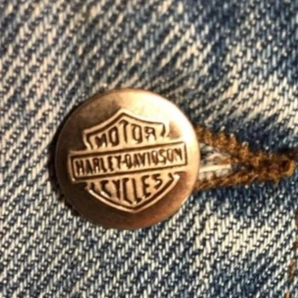Vintage 90s Authentic Harley Davidson Denim Vest L​​​​​​​​ - Picture 4 of 8